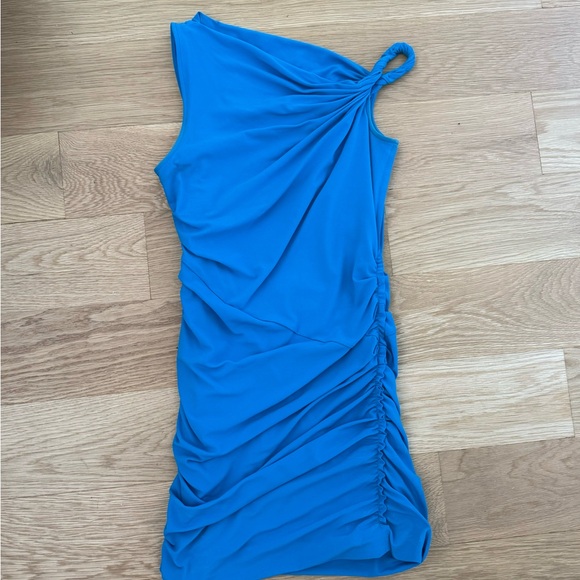 Helmut Lang Elegant Blue Off the Shoulder Mini Dress - Picture 1 of 5
